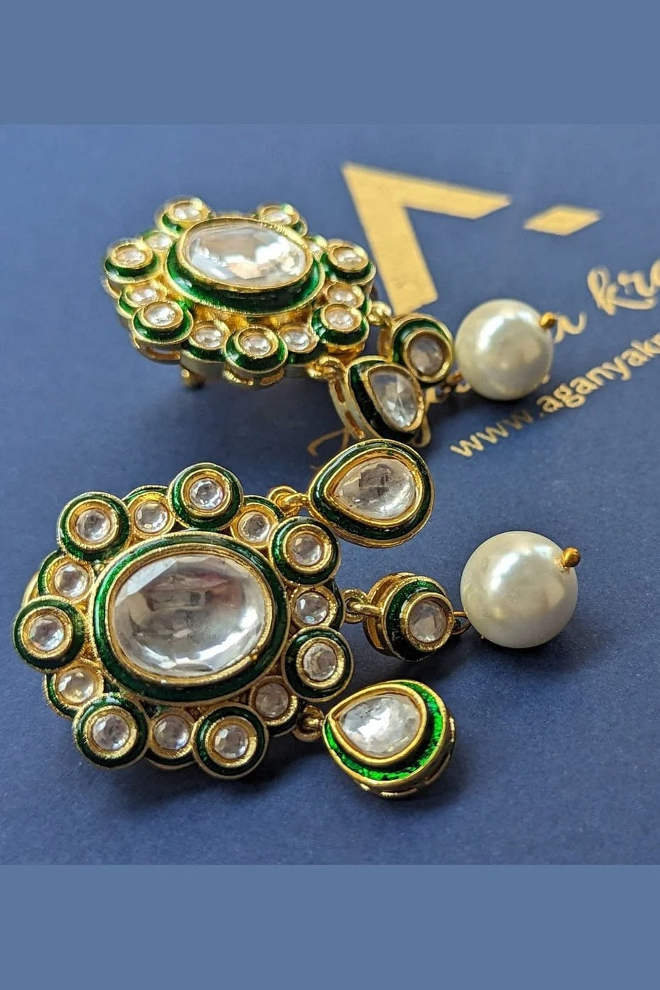 Girija Polki Kundan Earrings - Timeless Elegance - Image 5